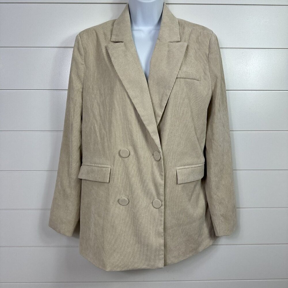 4th & Reckless Corduroy Button Front Oversized Blazer Jacket Cream sz 4
